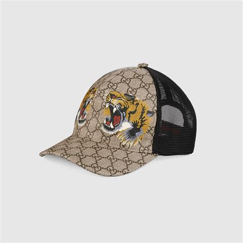 gucci tigers print gg supreme baseball cap men|GG Supreme baseball hat in blue and dark blue.